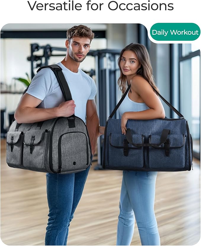 BAGSMART Garment Bags for Travel, Convertible Garment Duffle Bag Suit Bags for Men Women, 2 in 1 Garment Bags for Hanging Clothes, Carry On Duffle Bag with Shoe Compartment, Blue