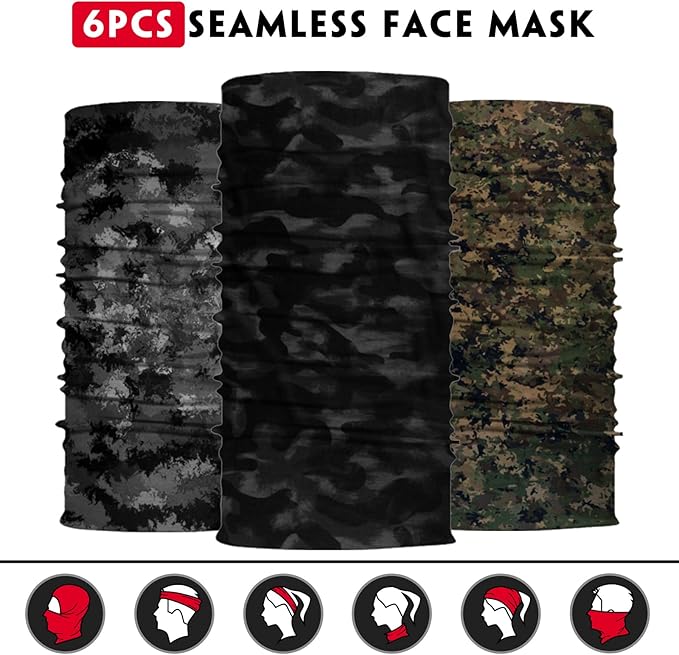 Neck Gaiter for Men Women Headwear Bandana Head Wrap Face Scarf Mask Cover Warmer Balaclava-Seamless & Versatile