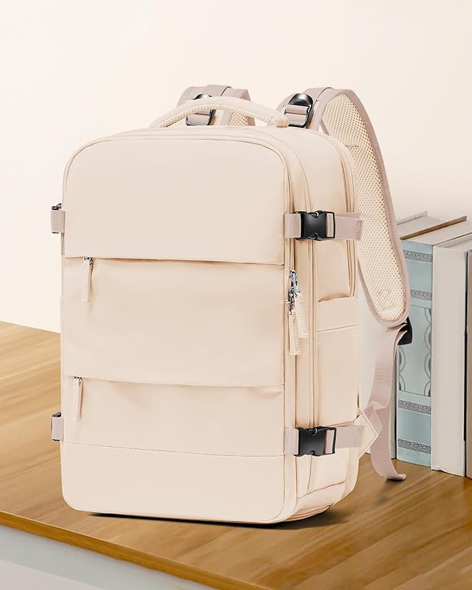 coowoz Travel Backpack For Women Men,Carry On Backpack,Hiking Backpack Waterproof Outdoor Sports Rucksack Casual Daypack Travel Essentials（Beige）