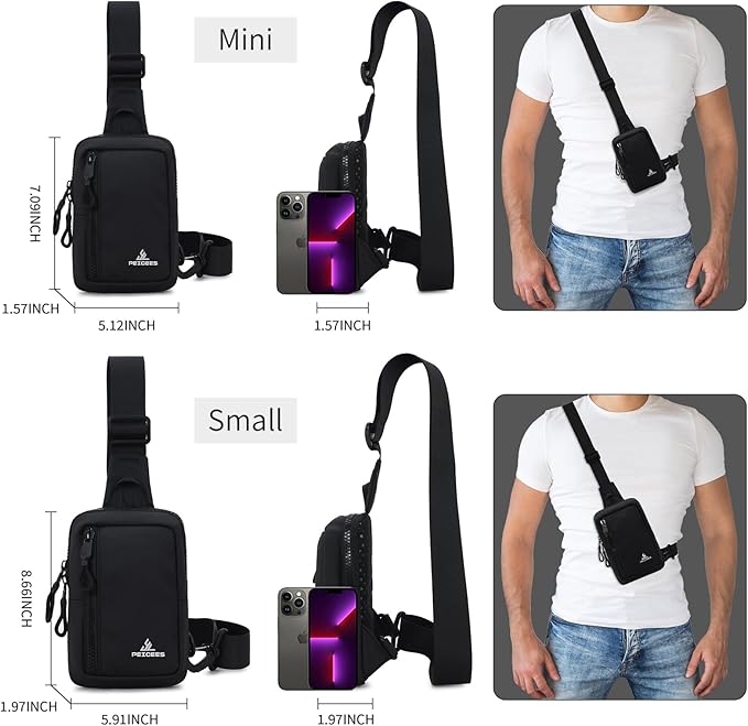 Peicees Small Crossbody Bag for Men Women Mini Sling Bag Travel Running Phone Daypack Cross Body Shoulder Bags, 2 Sizes, Small Rose