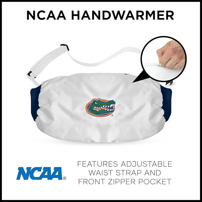 Northwest NCAA Florida Gators Hand Warmer with Adjustable Waist Strap, Officially Licensed Cold Weather Hand Muff for College Sports, Outdoor Sports, Insulated Pocket, Polyester, 7 x 15 in