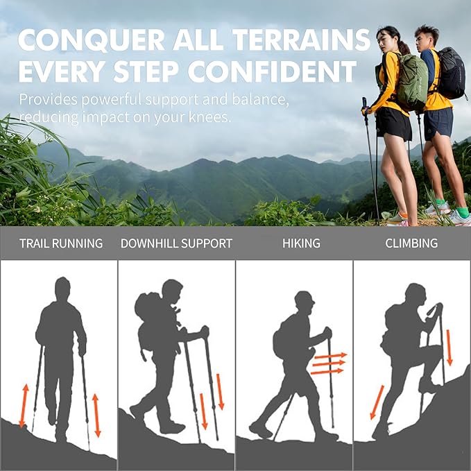 AONIJIE Carbon Fiber Trekking Poles - 2Pack Lightweight Collapsible Hiking/Walking Sticks for Outdoor Hiking Climbing, Backpacking and Trail Running