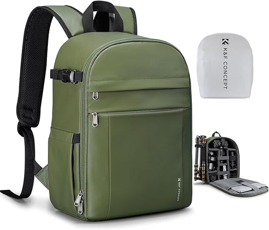 K&F CONCEPT Camera Bag Backpack, Professional DSLR/SLR/Mirrorless Camera Backpack, Photography Camera Case with Tripod Holder & Rain Cover Compatible with Canon/Sony/Nikon/FUJIFILM