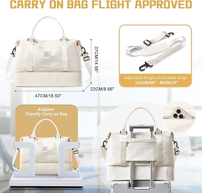 Travel Duffel Bag with Shoes Compartment, Overnight Weekender Bags for Women,Carry on Personal Item Bag