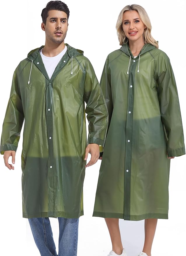 2PCS Rain Ponchos for Adults Reusable Rain Coats for Adults Rain Jackets Raincoats for Men Women