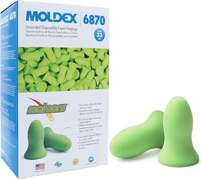 Moldex 6870 Disposable Uncorded Large Foam NRR 33dB Ear Plugs, 200-Pairs/Box