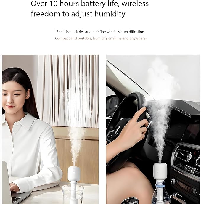 Portable mini humidifier stick, apply to all cup, water bottle, ultra quiet & delicate mist for bedroom, office desk, travel, car, convenient and efficient