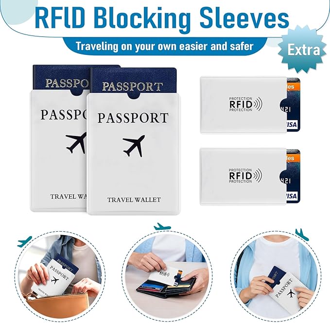 Family Passport Holder for Travel, RFID Blocking Travel Document Organizer with Flexible Carrying Style, Portable Passport Wallet and Essentials for Trip (Grey)