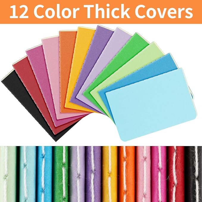 Hoiny 48 Pack Mini Pocket Notebook, 3.5 X 5.5 Inch Lined Small Journals for Kids, Colorful Cover Notepads for Traveler, Students, School Supplies, 30 Sheets/60 Pages, Memo Pad, Tiny Note Book Bulk