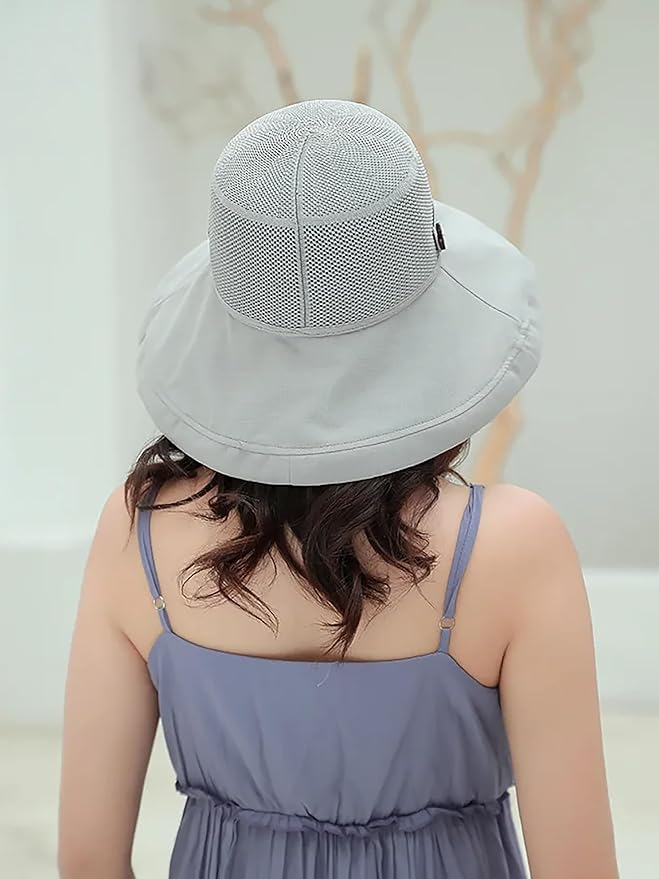 Summer Mesh Sun Hats for Women UV Protection Wide Brim Packable Beach Bucket Hat