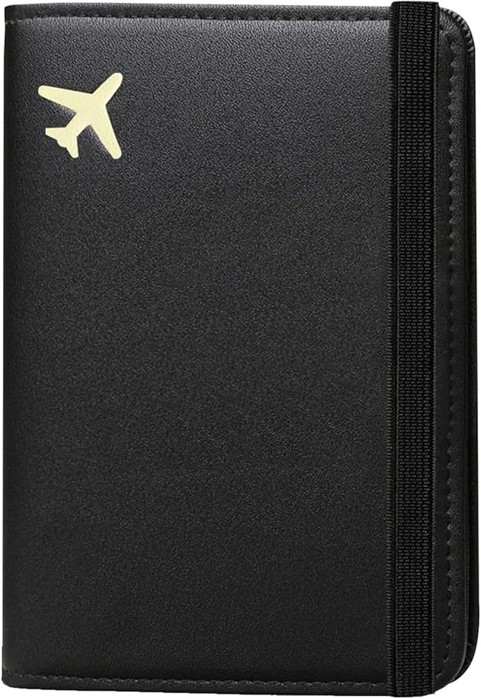 ZOPPEN RFID Blocking Passport Holder for Travel – PU Leather Waterproof Lightweight Passport Cover Wallet for Women Men, Travel Organizer with Card Slots for Airline Tickets & Passport Book (Black)