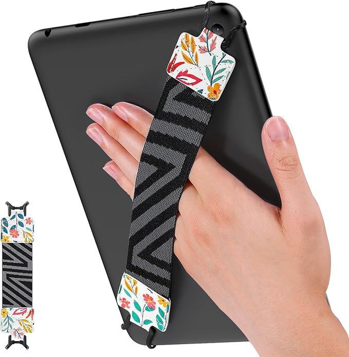 MoKo Security Hand-Strap for 9-11 Inch Tablet - iPad/- Pro/iPad Air/Kindle Fire HD/Samsung/Lenovo, High-Elasticity Versatile Hand Strap Lightweight Finger Grip Holder, Flowers