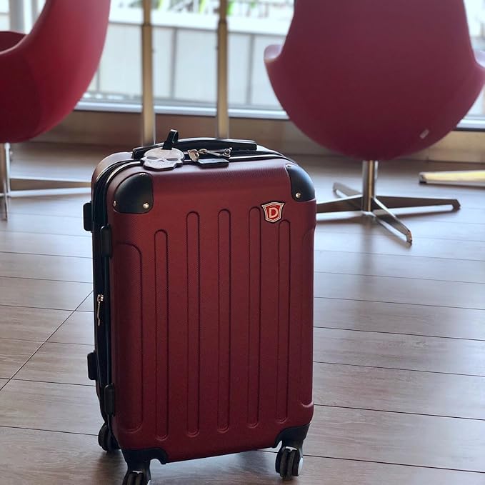 DUKAP INTELY Luggage with Integrated USB Port and Spinner Wheel | Spacious Travel Suitcase with TSA Lock and Ergonomic GEL Handle | 20 Inch Hardside Carry-On Luggage | Wine Red