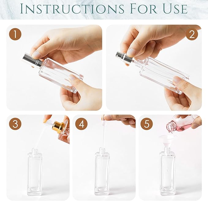 Domensi 30 Pcs 10/15/20/30 ml Perfume Travel Refillable Glass Bottles Spray Bottle Perfume Atomizer for Cologne Dispenser Leak-proof Fragrance Bottles Atomizer Pump Kit (30 ml,Silvery)