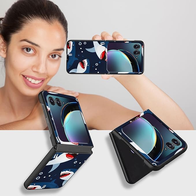 for Motorola Razr Plus 2025 Case,for Razor Plus 2025 Phone Case Cute Slim Hard PC Ultra-Thin Anti-Scratches Shockproof Protective Cover,Cartoon Shark