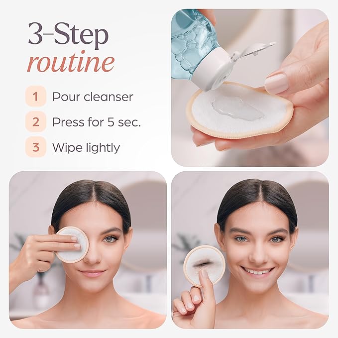 VIVAGO Reusable Cotton Rounds for Face - (20 Pack) Soft Reusable Makeup Remover Pads with Washable Drawstring Laundry Bag & Bamboo Holder - All Skin Type Skincare Set Facial Cleaning Cloth