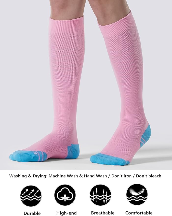 CS CELERSPORT 3 Pairs Compression Socks for Men and Women 20-30 mmHg Running Support Socks