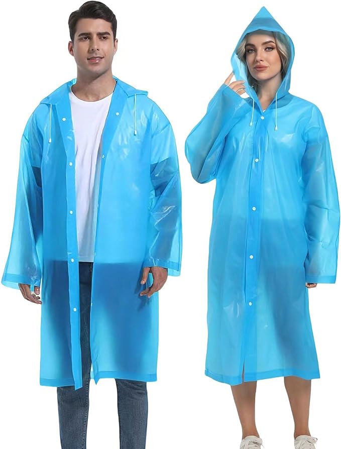 2PCS Rain Ponchos for Adults Reusable Rain Coats for Adults Rain Jackets Raincoats for Men Women