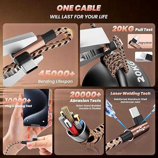 90 Degree USB Multi Charging Cable, 3 in 1 USB Cable for iPhone 17 Charger/ IP/Micro Port, Cruise Travel Essentials Right Angle Sideways Multi Charger Portable Designed for Phone Accessories 5FT 1Pack