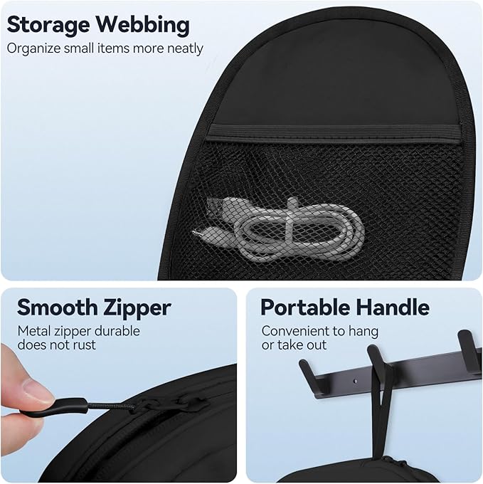 Inesore Soft Headphone Case Compatible with JBL Tune & Live/Sony WH-CH520 510 720/ Sony MDR-ZX/Bose QuietComfort/JLab/BERIBES/TOZO/KVIDIO/SoundCore,Headset Carrying Storage Bag Headphone Pouch, Black