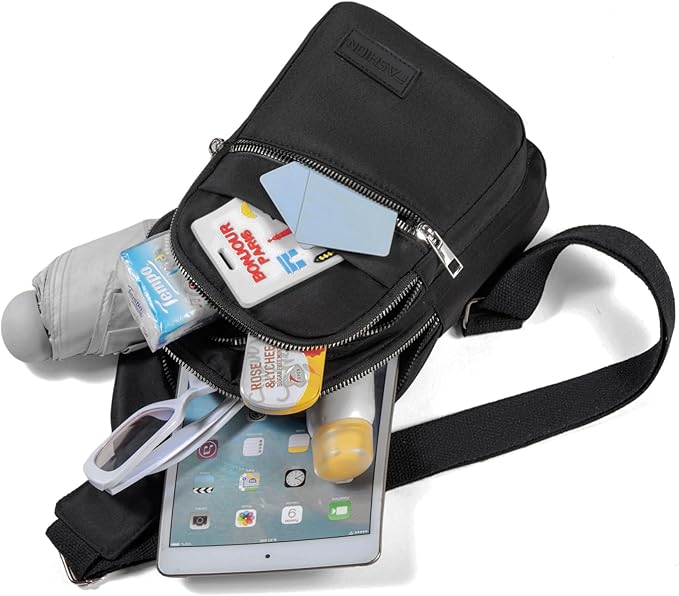 Banelu Small Sling Backpack Crossbody Bags for Women Men, Small Sling Bag Cross Body Bag Fanny Packs Crossbody Purses - Silver Zipper