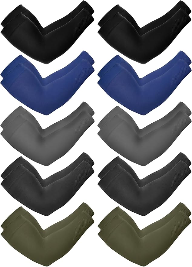 Boao 10 Pairs UV Arm Sleeve for Men Women Cooling Tattoo Cover up Compression Sun Protection Sleeves for Outdoor Activities
