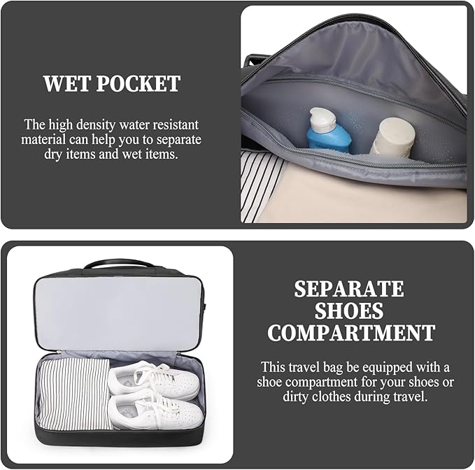 Weekender Bags for Women,Personal Item Travel Bag with Shoes Compartment,Overnight Travel Duffel Bag with Toiletry Bag,Medium