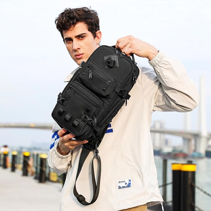 OZUKO Tactical Sling Bags for Men, Waterproof Crossbody Shoulder Backpack，Men's Chest Bags for Travel, Hiking, Everyday Carry