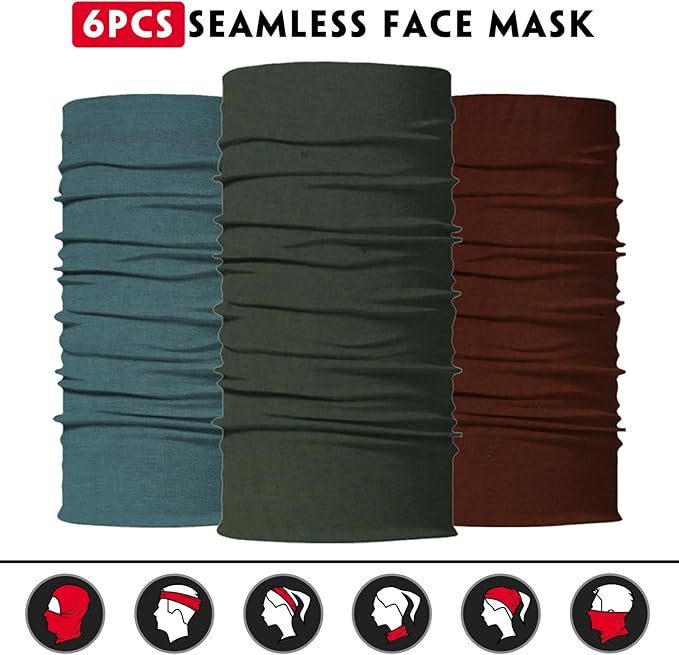 Neck Gaiter for Men Women Headwear Bandana Head Wrap Face Scarf Mask Cover Warmer Balaclava-Seamless & Versatile
