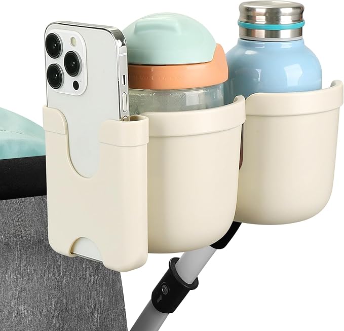 Accmor Stroller Cup Holder with Phone Holder, Bike Cup Holder, Universal Cup Holder for Uppababy Nuna Doona Strollers, 2-in-1 Cup Holder for Walker, Wheelchair, Scooter