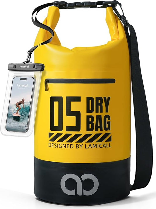 Lamicall Small Dry Bag, Waterproof Bag - [Durable & Floating] 5L/10L/20L/30L/40L Water Proof Bag with Waterproof Phone Pouch, Keeps Gear Dry Sack for Kayak Swim Boat Paddle Boarding Hiking Fishing