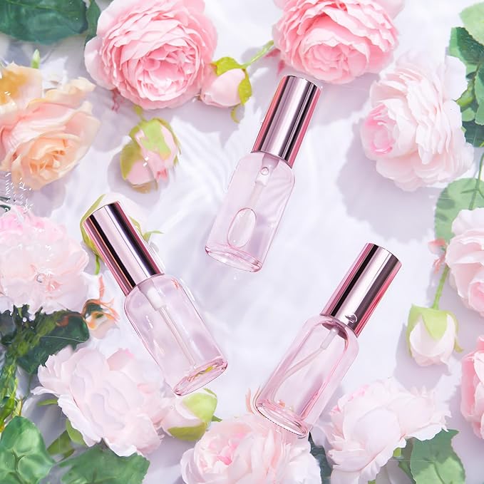 Tessco for you 1 Pcs 30/60/100 ml Glass Spray Bottles Frosted Empty Perfume Bottle Atomizer Refillable Clear Bottle with Fine Mist Sprayer Pump for Room Face Travel Business (Pink,1 oz)
