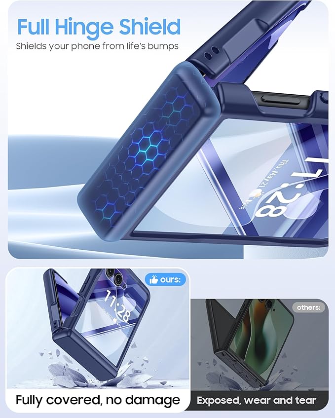 Magnetic for Motorola Razr Ultra 2026/2025 Case,Hinge Protection, Screen Protector, Compatible with MagSafe, Translucent Frosted, Shockproof Slim Cover for Razr Ultra 2026/2025-Blue
