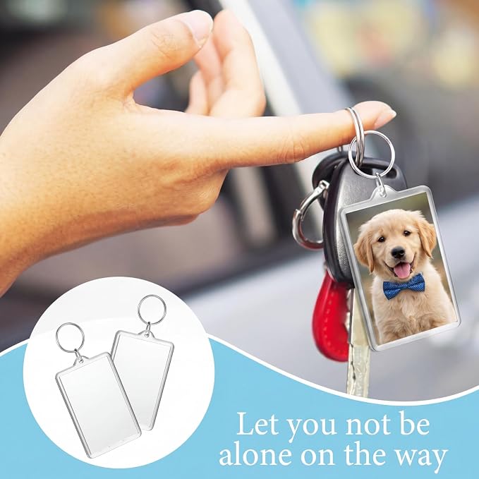 Yaomiao Acrylic Photo Frame Keychain Holder Photo Picture Insert Blank Keyring for DIY Craft