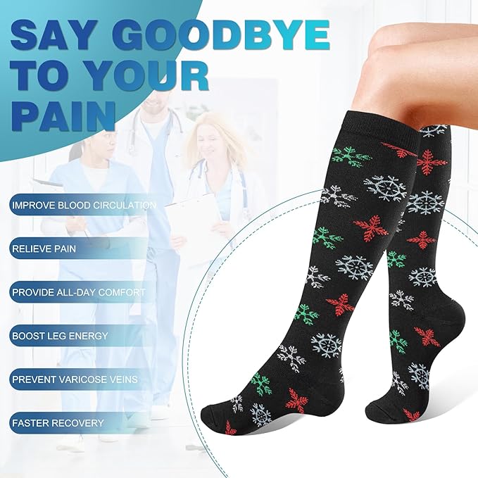 cerpite Compression Socks for Women & Men Circulation 8 Pairs Compression Socks 20-30 mmhg Best for Running,Nurse,Travel