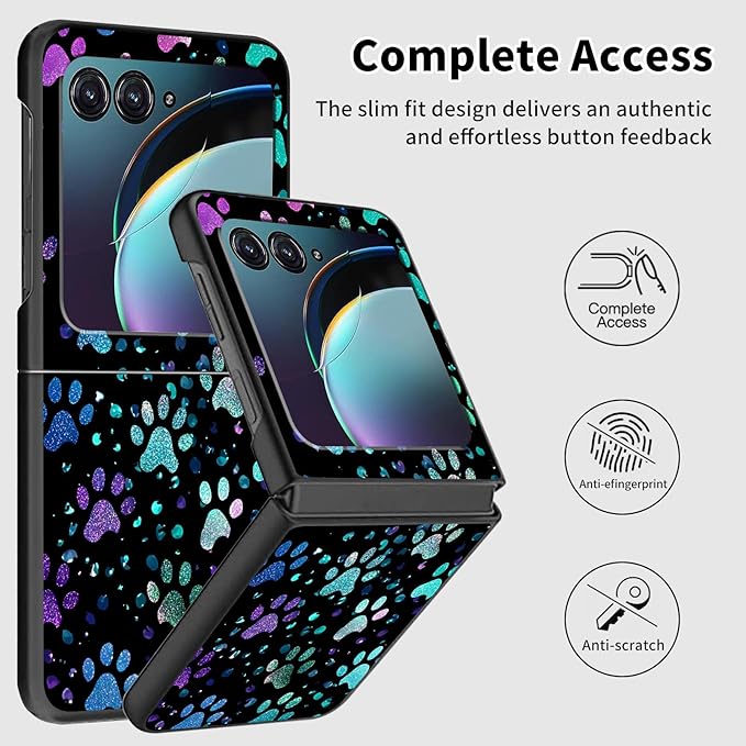 for Motorola Razr 2025 Case,for Moto Razr 60 Phone Case Cute Slim Hard PC Ultra-Thin Anti-Scratches Shockproof Protective Phone Cover,Green Paw Footprint