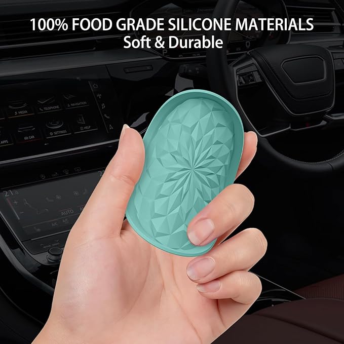 ME.FAN Car Coasters for Cup Holders [4 Pack] - 2.75in Silicone Auto Mug Mats - Universal Non-Slip Recessed Car Interior Accessories Teal Blue