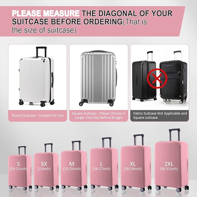 Travel Luggage Cover - Scratch-Resistant Fit 19-31 Inch, Pink, XL(28-29 inch)