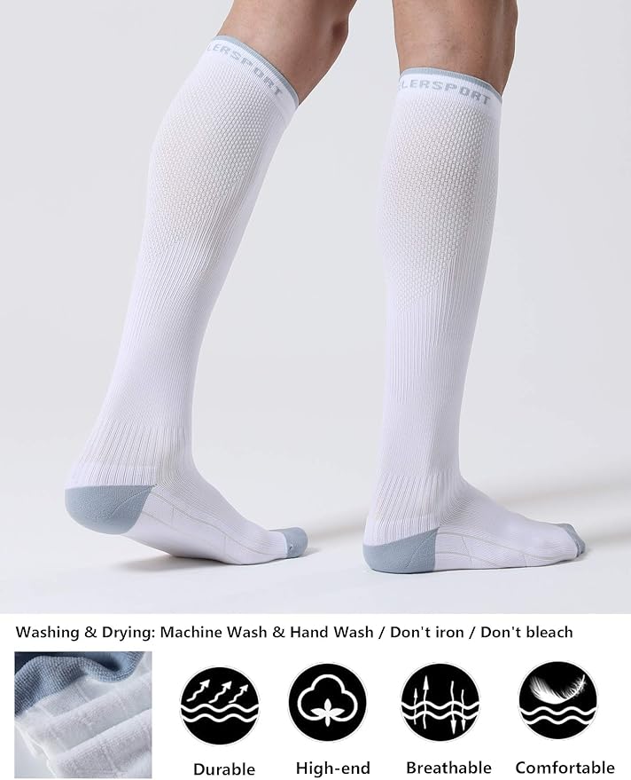 CS CELERSPORT 3 Pairs Compression Socks for Men and Women 20-30 mmHg Running Support Socks