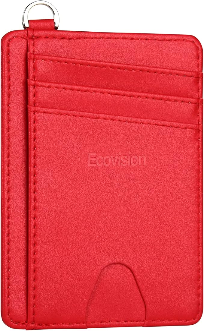 Slim Minimalist Front Pocket Wallet, RFID Blocking Credit Card Holder Wallet with Detachable D-Shackle for Men Women