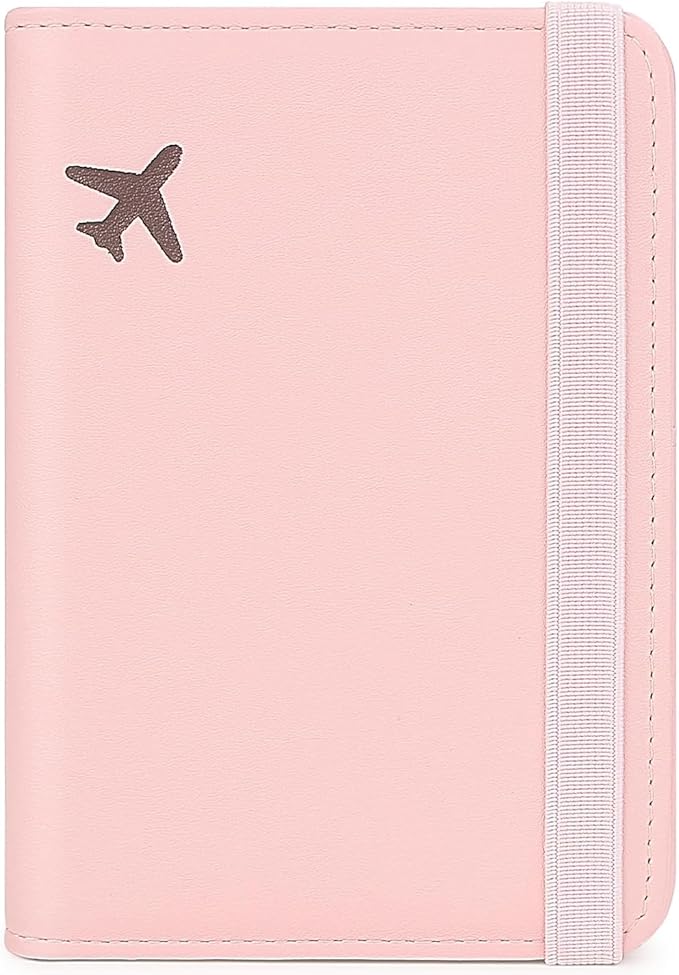 ZOPPEN RFID Blocking Passport Holder for Travel – PU Leather Waterproof Lightweight Passport Cover Wallet for Women Men, Travel Organizer with Card Slots for Airline Tickets & Passport Book, Pink