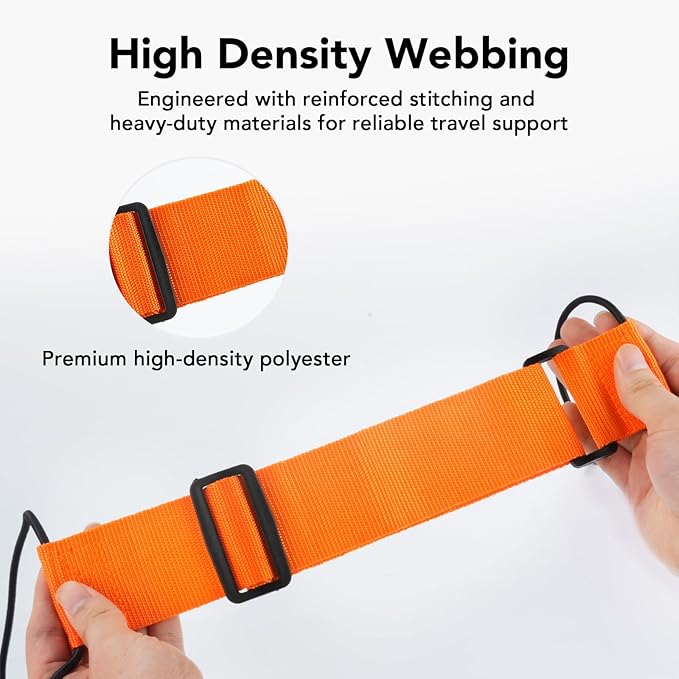 Luggage Connector Straps, Adjustable Elastic Durable Straps for Connecting Luggage Bags to Suitcases, Hands-Free Travel Essential (4PCS Black)