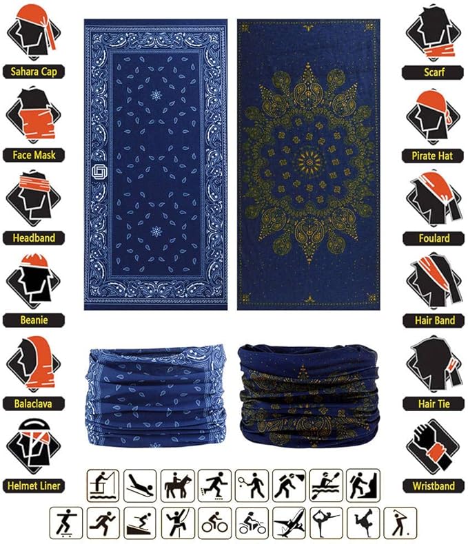 VANCROWN Headband Neck Gaiter Head Wrap Headwear Face Mask Magic Scarf Bandana for Men and Women