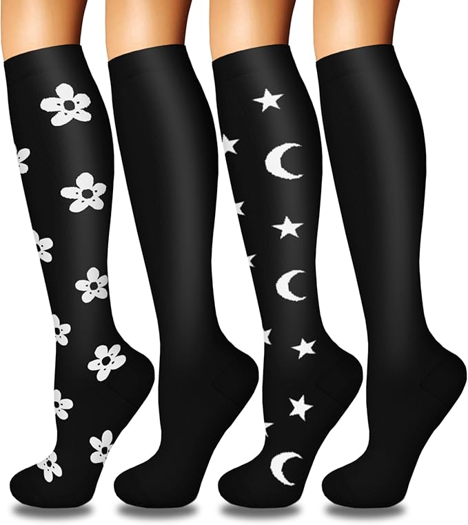 4 Pairs Compression Socks for Women Circulation-Best Support for Nurses,Running,Athletic,Travel