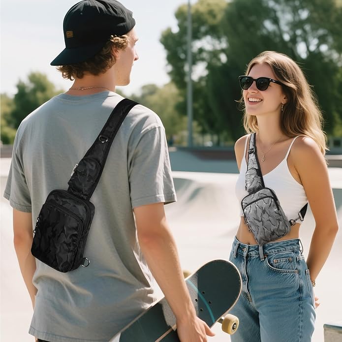 BROADREAM Sling Bag, Crossbody Bag with Anti-Theft Lock Zipper, RFID Blocking & Water Resistant for Travel Work Sport