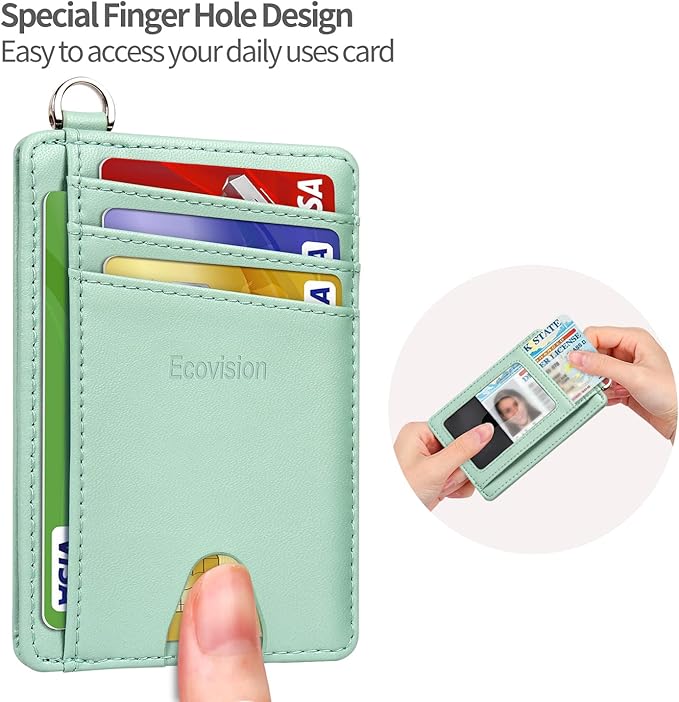 Slim Minimalist Front Pocket Wallet, RFID Blocking Credit Card Holder Wallet with Detachable D-Shackle for Men Women