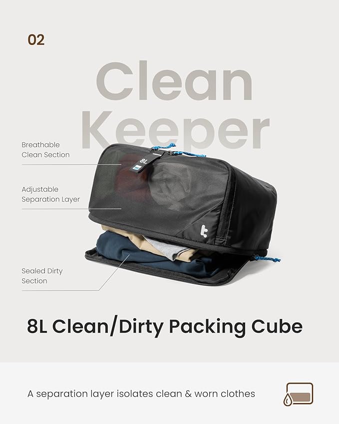 tomtoc 3 Set Packing Cubes for Travel Essentials, Odor-Resistant Compression Expandable Packing Cubes, Lightweight Travel Bag Pouch, Luggage Organizers Accessories for Backpack & Suitcase