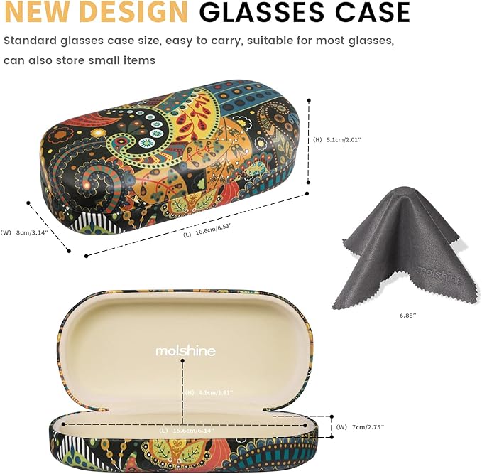 molshine Hard Shell Sunglasses Case,Classic Large Glasses Case for Women Men,Sunglass Eyeglasses