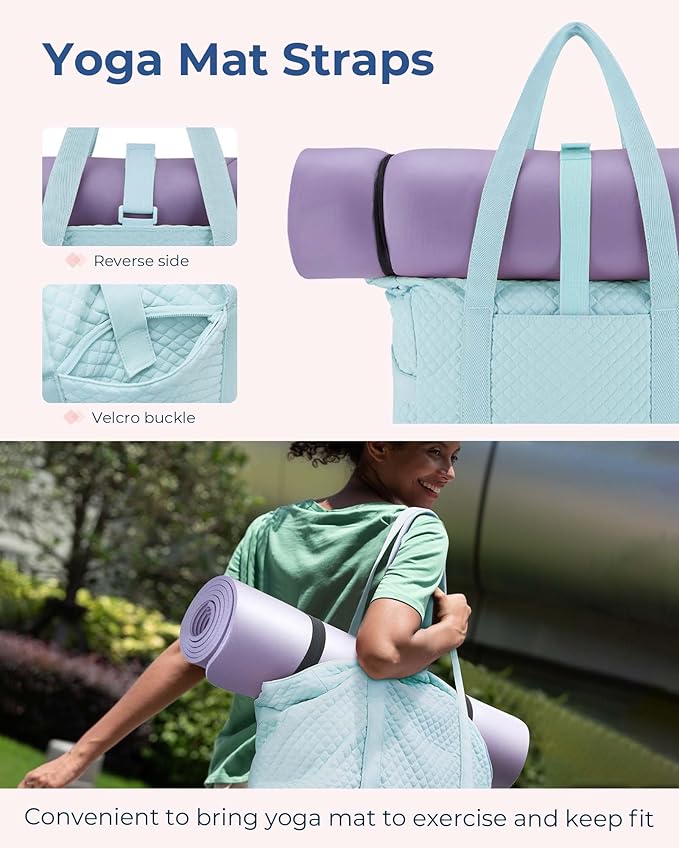 BAGSMART Crush Tote Bag for Women, 20L Puffer Work Tote with Zipper, Travel Essentials Quilted Nurse Hospital Bag