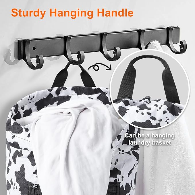 Laundry Bag Backpack Durable Laundry Bag with Shoulder Straps and Mesh Pockets Portable Laundry Hamper Dirty Clothes Bag for College, Travel, Laundromat, Apartment (Cow Print)